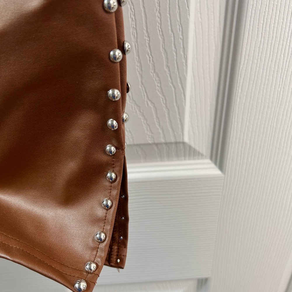 Brown Studded Women's Leggings - Picture 6 of 6